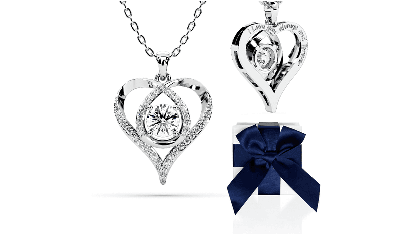 Heart Pendant Necklace for Her Moissanite Lab-Created Gem Jewelry for Women I Love You S925 Sterling Silver Gifts to Wife Girlfriend Mom Daughter Anniversary Birthday Christmas Valentines Day