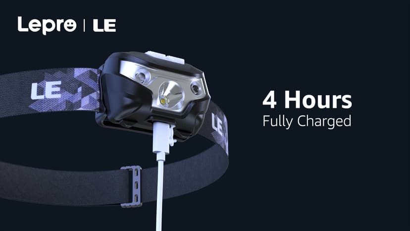 Lepro LED Headlamp Rechargeable - Super Bright Head Lamp with 5 Modes for Camping & Hiking Gear Essentials, IPX4 Waterproof Headlight Flashlight with Red Light, USB Cable Included