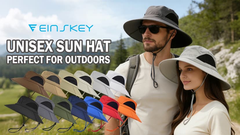 EINSKEY Wide Brim Sun Hat, UPF 50+ UV Protection Waterproof Packable Bucket Hat for Men & Women, Fishing Hiking Beach Garden