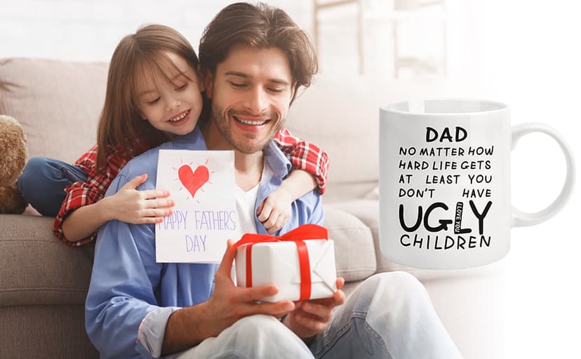 Unique Ceramic Cup Printed on Both Sides Personalized Christmas Birthday Father’s Day Presents for Dad Husband Stepfather Fathers Day Dad Gifts 11oz Funny Coffee Mug for Dad from Daughter Son Wife B09C8JJFL2