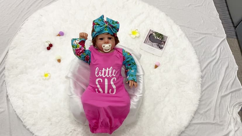 AMAWMW Newborn Baby Girl Little Sister Sleeper Gown Stripe Long Sleeve Nightgown Pajamas Gifts Stuff Essential Outfit