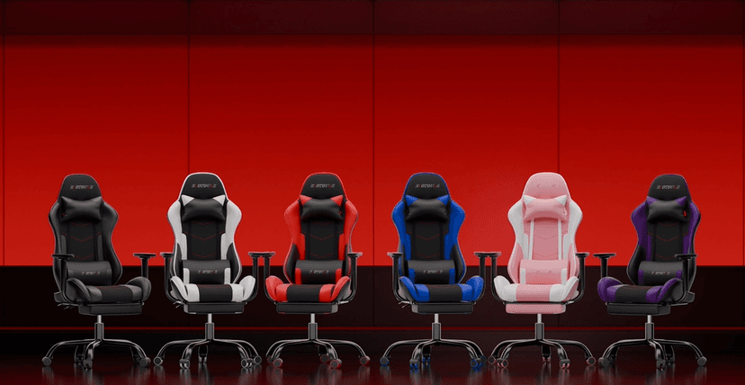 ECOTOUGE PC Massage Gaming Chair with Footrest Ergonomic Office Desk Chair Racing PU Leather Recliner Swivel Rocker with Headrest and Lumbar Pillow, Violet