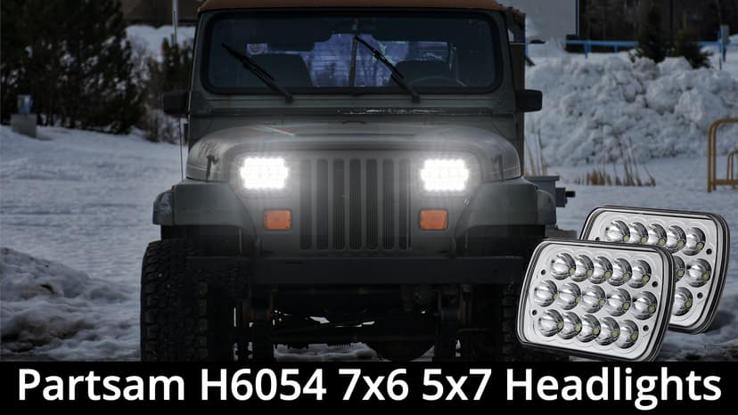 Partsam 2PCS Rectangle H6054 LED Headlights 5x7 7x6 Headlamp Hi/Low Sealed Beam H4 9003 Plug 6054 H5054 Compatible with S10 Blazer Express Van/Wrangler YJ XJ Cherokee Truck Van