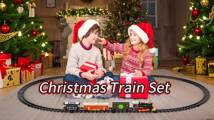 Train Set Train Toys for Boys with Smokes, Lights and Sound (ON/Off), Train Set Under Christmas Tree, Toddler Model Trains for 3 4 5 6 7 8+ Years Old Kids Gifts