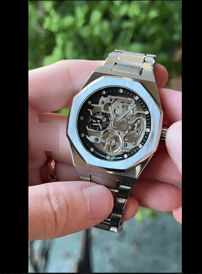 FORSINING Vintage Watch for Men Engraved Automatic Self-Wind Mechanical Big Dial Luminous Moon Phase Golden Hollow Tattoo Pattern Wrist Watches, Mechanical