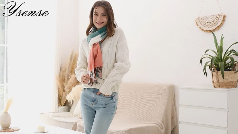 YSense Winter Scarf for Women Long Plaid Scarves Ladies Gifts B01KJP4KOM