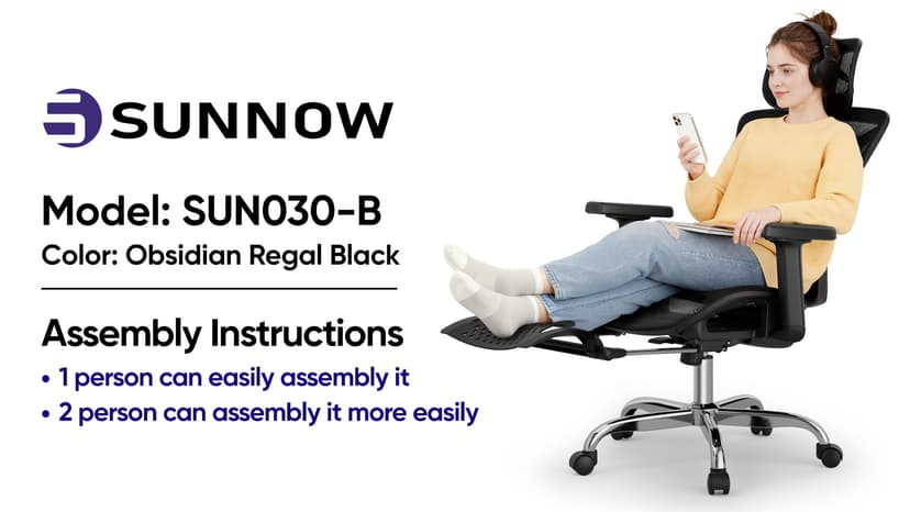 Ergonomic Office Chair with Footrest, Desk Chair Comfy with 3D Adjustable Lumbar Support & Arm & Headrest, 4 Gear 90°-135° Tilt, Wide Air Mesh Seat, Heavy Duty Class-4 Gas Lift, Computer Gaming Chair