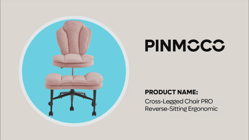 Pinmoco Ergonomic Cross Legged Office Chair for ADHD, Kneeling Chair with 360° Swivel Wheels and Reversible Seating for Meditation, Adjustable Height and Seat Deapth, Teddy Fabric, White