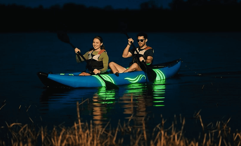 WETURE Inflatable Kayak 2 Person, Fishing Kayaks for Adults, 12.5FT 507 LBS Capacity, Portable Kayak with Luminous Strips, Adjustable Kayak Seat, 2 Paddles, 2 Tail Fins, Pump &Storage Bag