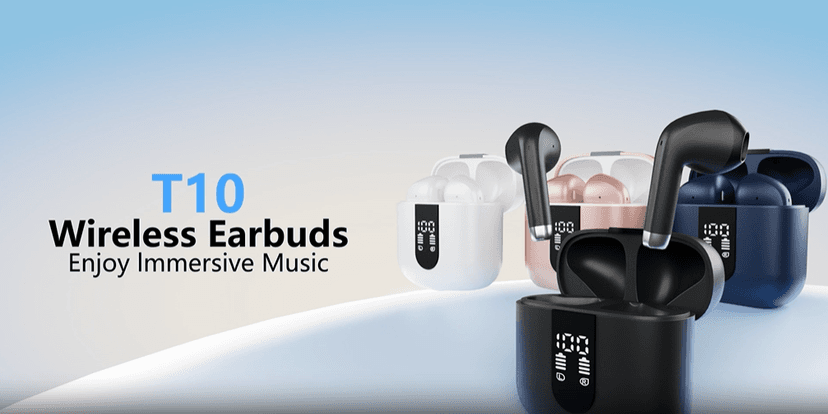 Haqquio Wireless Earbuds, Bluetooth Headphones with Deep Bass Stereo, 48H Playback Ear Buds with LED Power Display, Lightweight, IPX7, in-Ear Earphones with Mic for iPhone/Android/iPad, White
