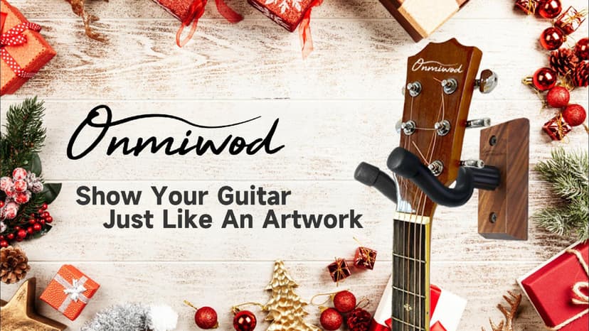 Guitar Wall Mount 2 Pack, Black Walnut Wood Guitar Hanger, U-Shaped Guitar Wall Hanger Mount, Guitar Holder Hook Stand Wall for Acoustic, Electric Guitar, Banjo, Bass, for Guitar Player Men Boy