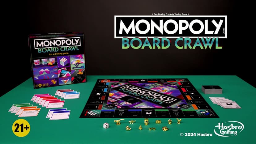 Monopoly Board Crawl Game | Official Monopoly Drinking Game for Adults Only | Ages 21+ | for 2-10 Players | 30 Mins. | Hilarious Adult Party Games