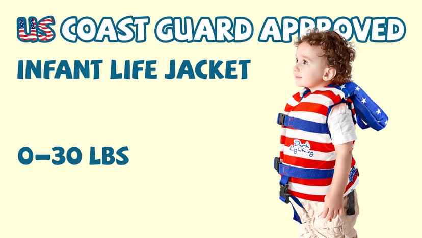 Dark Lightning USCG Approved Infant Life Jacket 0-30 lbs, Toddler Swim Vest and Baby Life Vest for 1-3 Years, 20-30 lbs, Headrest, Leg Strap and Grab Handle
