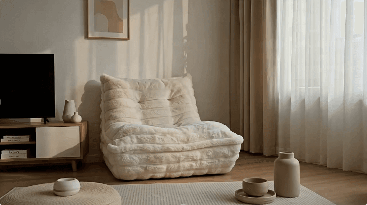 Bean Bag Chairs with Filler Faux Fur Fireside Beanbags Lazy Sofa for Memory Foam BeanBag Chair Bean Bag Sofa for Bedroom, Living Room, Office and Home (Dark Grey)