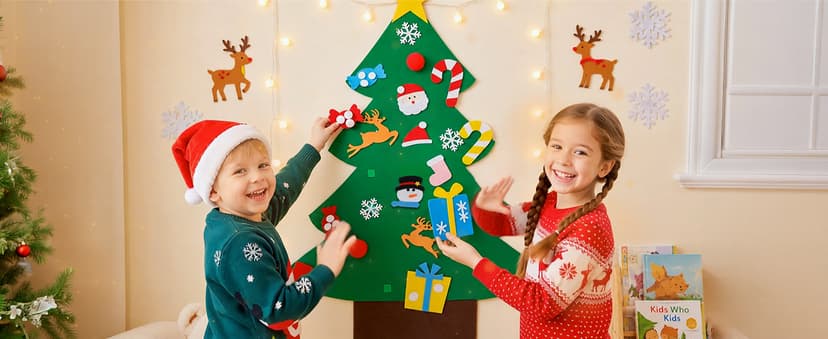 3FT Felt Christmas Tree for Kids Wall with 26 Christmas Ornaments Set, Christmas Crafts for New Year, Xmas Gifts, Indoor Aytai DIY Felt Christmas Tree for Toddlers, Hanging Christmas Decorations B075MY3NFW