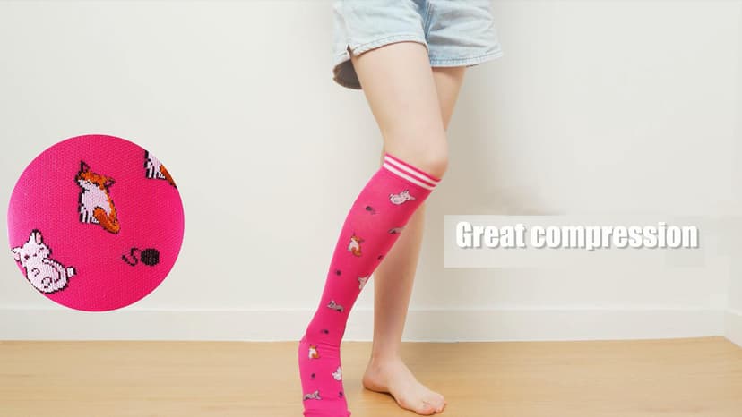 Running Athletic Nurses Work Support Travel Flight Sports Junely 3 Pairs Compression Socks for Women Knee High Stockings B09R7RT9X9
