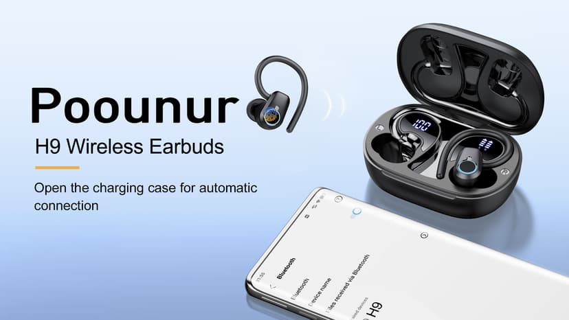 Wireless Earbuds, 2023 Bluetooth Headphones 5.3 Sport, 50H Ear buds with Earhooks, Dual LED DisplayBluetooth Earbuds, Deep Bass Stereo Noise Cancelling Headphones, IP7 Waterproof Running Earphones