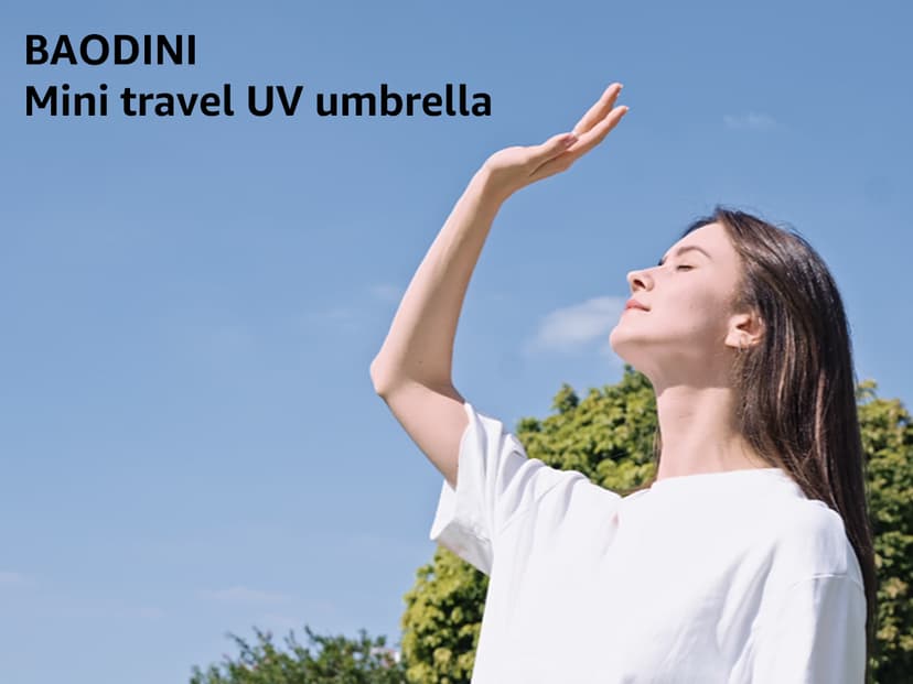 8.6 oz Lightweight, Small Portable for Sun & Rain, Fit Purse & Backpack, Travel essentials for Disney & European Trip BAODINI Mini Travel Umbrella with UV Sun Protection, Compact Pocket-Size B09Q2PQ7ZB