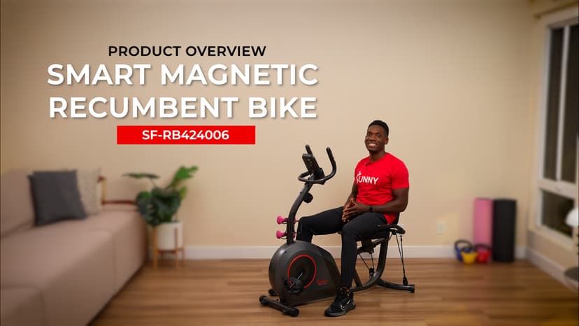 Sunny Health & Fitness Smart Heavy-Duty Recumbent Bike w/Wide Cushioned Seat & Back, Indoor Cycling Machine for Adult/Seniors Home Exercise, Free SunnyFit App Connect, Optional Workout Training Bands