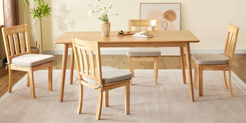 IASEAHK Chair Cushions for Dining Chairs Set of 4, Non Slip Kitchen Chair Pads, 17" x 16" x 2", Indoor Dining Chair Cushions with Ties, D-Shaped Seat Cushions for Kitchen Chairs, Beige