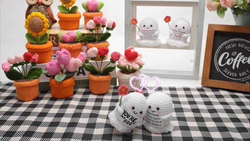 You're My Boo Buddy Cute Halloween Spooky Gifts - Funny & Romantic Handmade Crochet Ghost Plush Decor for for Girlfriend, Boyfriend, Couples, Her, Him, Friends, Valentine,Christmas Stocking Stuffer