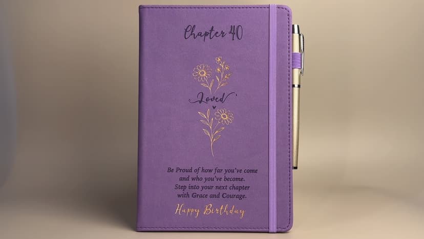 Hardcover Notebook Gold Foil 200 Pages A5 Lined, Birthday Gift for Turning 40 Year Old Woman Friends Mom Sister Daughter Wife 40th Birthday Gifts Women, Chapter 40 Birthday Gift Journal Purple for Her B0H7R85C9S
