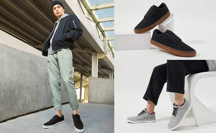 BENPAO Mens White Casual Shoes All Black Fashion Sneakers for Men Low Top Lace Up Canvas Shoes