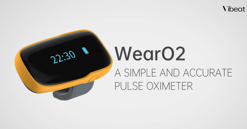 Vibeat Pulse Oximeter for 12 Hours Continuous Tracking, WearO2 Bluetooth Finger Oxygen Monitor, Notification of Low O2, Wearable Ring Blood Oxygen Meter, Free App & PDF Report