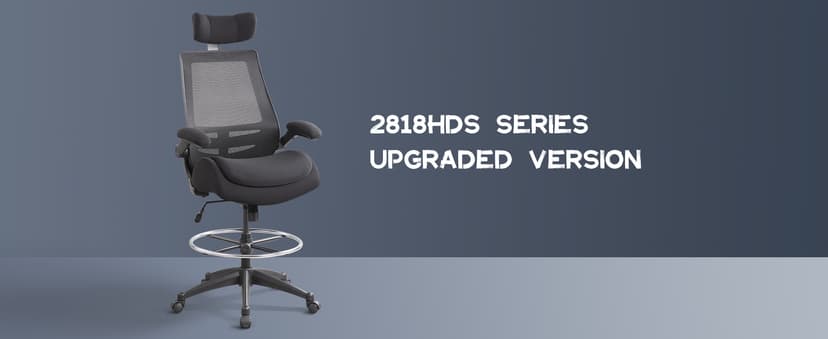 BOLISS Big and Tall Drafting Chair 400lbs - High Back Ergonomic Office Chair for Standing Desk with Double Thick Seat Cushion, Adjustable Foot Ring, Lumbar Support & Flip Up Armrests (Black)