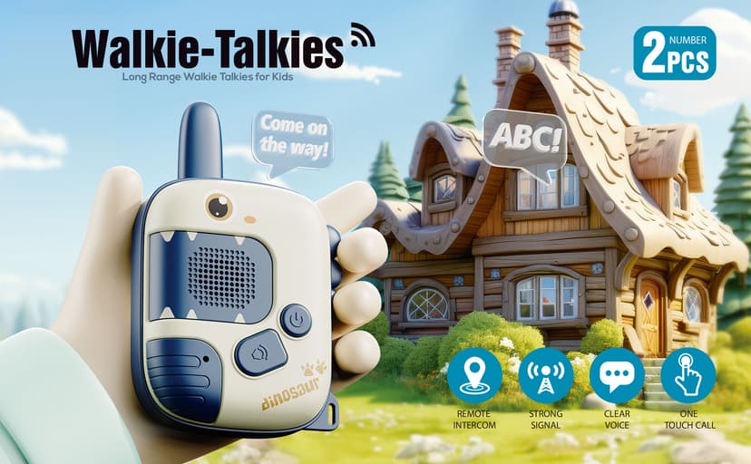 Dino Walkie Talkies for Kids,Dinosaur Toys for Kids 3-5-7,Toddler Kids Toys 2 Pack Birthday Gifts for 3 4 5 6 7 8 9 Year Old Boy Girls Toy for 3-12 Boys Outdoor Game,Easter Christmas Stocking Stuffers B0D9258QC7