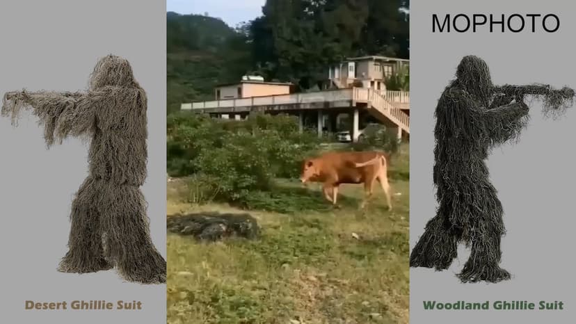 MOPHOTO 5 in 1 Ghillie Suit 3D Camouflage Hunting Suits - Jacket, Pants, Hood, Carry Bag for Adults & Youth, M/L/XL/XXL