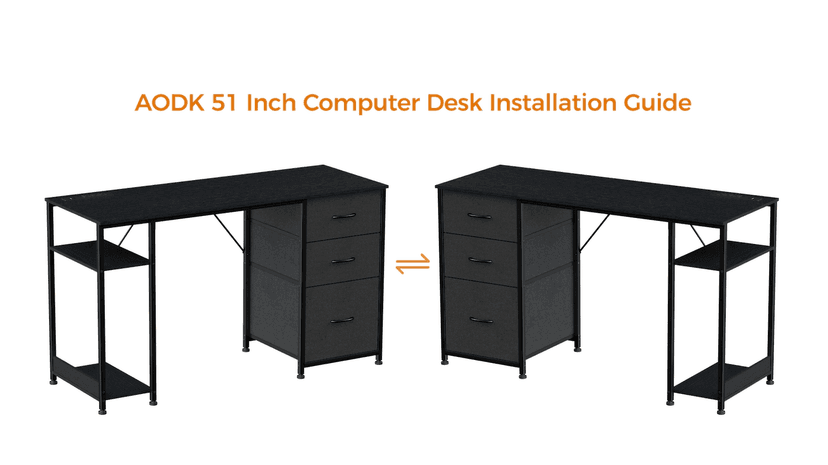 AODK 51 Inch Computer Desk with Drawers & USB Power Outlets - Reversible Home Office Desk with Storage Shelves, Work from Home, Modern Work/Writing/Study Table for Bedroom, White