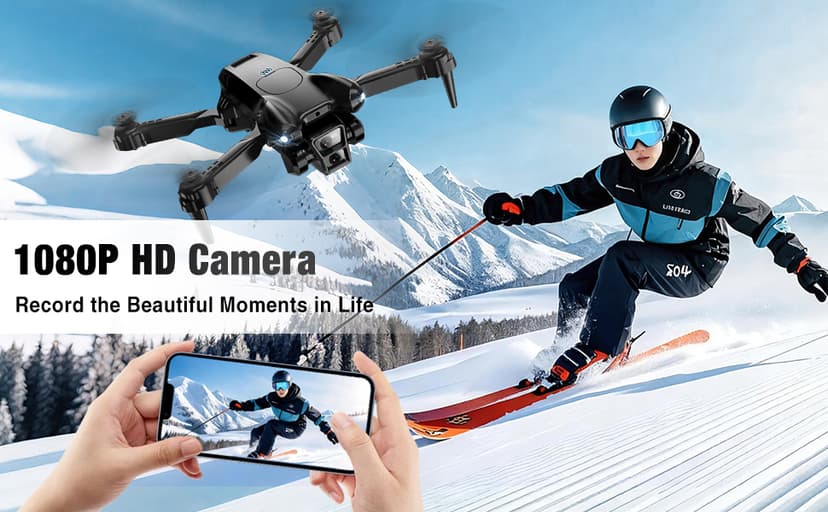 Drone with Camera 1080P HD,Mini Drone for Beginners Kids Adults,Foldable RC Quadcopter with Stable Hover,Trajectory Flight,One Key Take Off/Land,2 Batteries,Toys for Boys and Girls（Black)