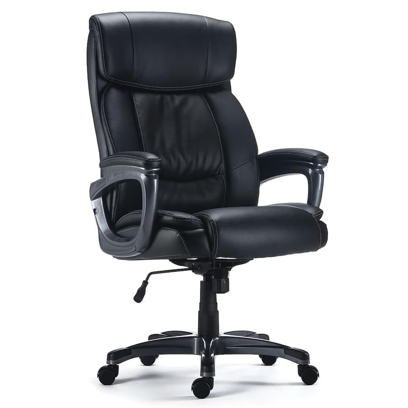 STAPLES Lockland Ergonomic Managers Office Chair, Big & Tall Cushioned, Adjustable Height, Metal Frame, Bonded Leather, for Workspace, Home, or Gaming, Black