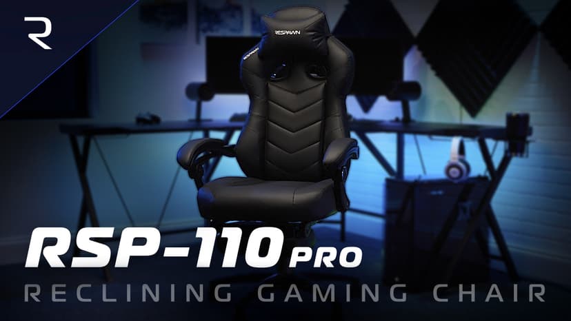 RESPAWN 110 Pro Ergonomic Gaming Chair with Footrest for Adults - Comfortable Office Gaming Recliner with Lumbar Support and Headrest, Racing Style Video Game Chairs for Computer Gamer - Black