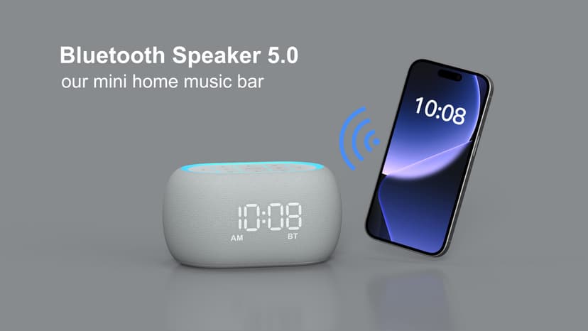 ANJANK White Noise Sound Machine Alarm Clock with Bluetooth Speaker, 21 Relaxing Sounds, 7 Night Lights,0-100% Dimmer/Sleep Timer/30-Level Volume Control,Sound Machine for Kids Adults Sleeping,Bedroom