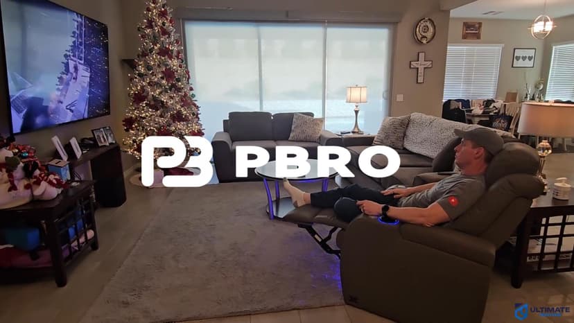 PBRO Home Theater Seating Top Grain Leather Recliner Chair, Movie Theater Chair Sofa with Power Reclining & Headrest USB Charger Ports Ambient Lighting, Black Single Seat for Home