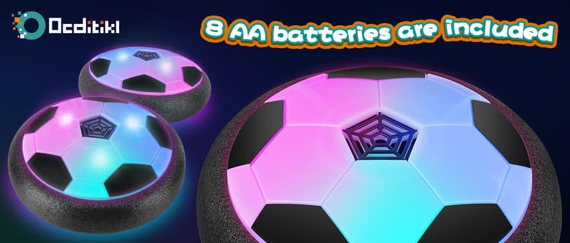 2 Pack Hover Soccer Ball with 8 Pcs Batteries, Air Floating Soccer Toy with LED Lights and Foam Bumper, Indoor Games for Kids 4-8-12, Toys Gifts for 3 4 5 6 7 8 9 Year Old Boys Girls
