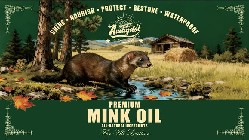 Awaydol 4-in-1 Mink Oil Leather Conditioner and Cleaner 3.52 oz - Premium Waterproof Formula for Leather Cowboy Boots,Shoes,Saddles & Bags with Horsehair Brush, Sponge & Microfiber Cloth