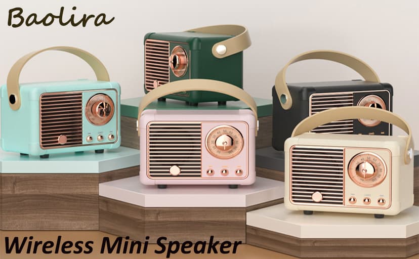 Retro Bluetooth Speaker, Wireless Portable Speaker with Crystal Clear Stereo Sound and Rich Bass, Vintage Decor, Retro Decor, Gifts for Teen Girls Boys Women (Blue)