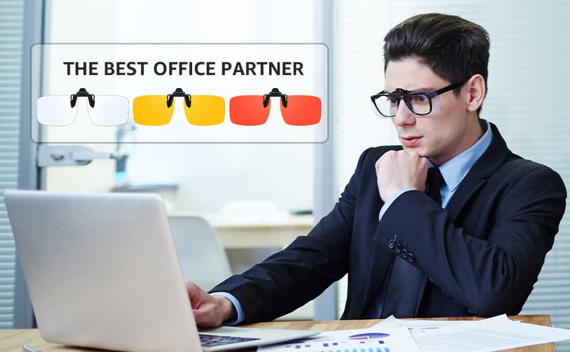 VIEWBETTER 3 Pack Clip On Blue Light Blocking Glasses for Eyes Strain/Light-Sensitive Flip Up Computer Gaming Glasses