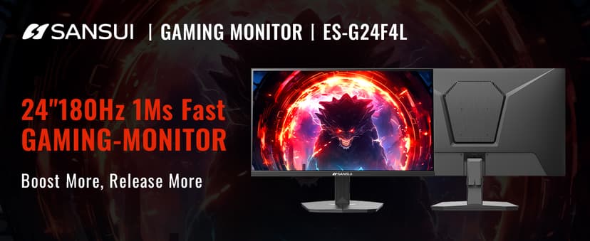 SANSUI 24 Inch Gaming Monitor 200Hz 1Ms FreeSync HDR 110% sRGB FHD 1080P Computer Monitor HDMI DP Ports Eye Care Frameless VESA Mount Cable Management (ES-G24F4L HDMI Cable Included)