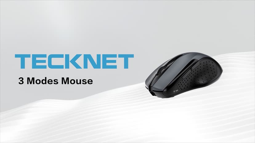 TECKNET Wireless Mouse (BT5.0/3.0 & 2.4G) Rechargeable 4800 DPI Silent USB A & Bluetooth Mouse 6 Buttons, Wide Compatibility - Grey