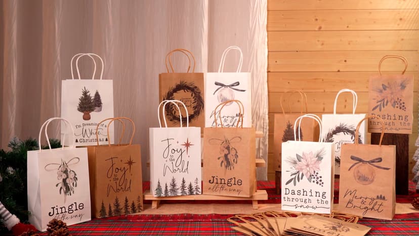 Vintage Christmas Gift Bags, Small Paper Gifts Bags for Xmas Stuffer Candy Party Present Wrapping, 8.27 x 5.91 x 3.15 Inches Tenceur 40 Pcs Christmas Gift Bag Bulk with Handle Reusable Kraft Brown Bag B0FP22D55T