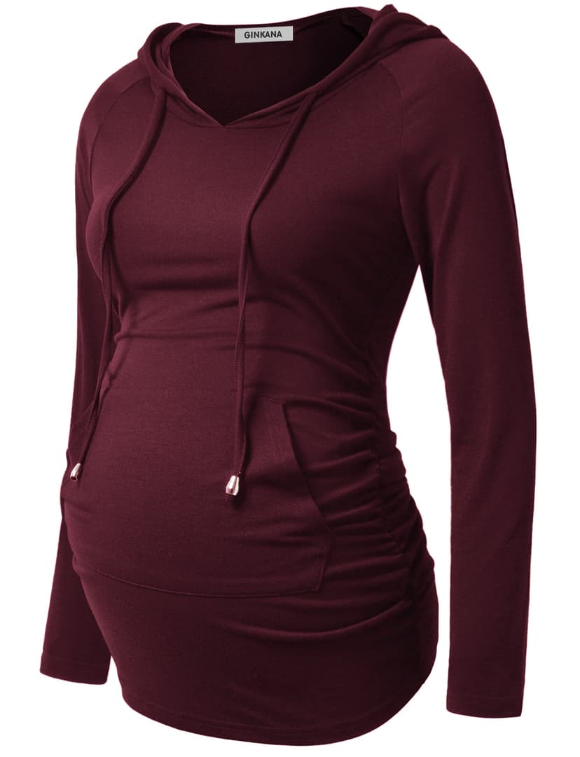 GINKANA Maternity Hoodie Long Sleeves Shirts Casual Maternity Top Pregnancy Sweatshirt Casual Clothes