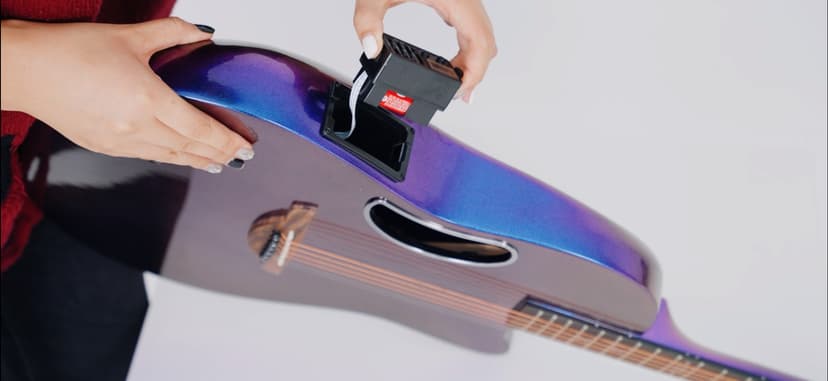 CAHAYA Acoustic Electric Guitar Kit - 41” Carbon Fiber Adult Beginner Set with Bag and Strap Built-In Pickup Rich Resonance & Warm Tone for Performance Ready, Pearl Blue-Purple Finish