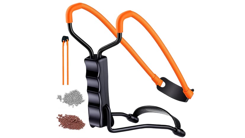 Professional Slingshot Set-A Classic Construction Shooting and Hunting Slingshot with a Sturdy Sling Shot Bow, 2 Packs of Slingshot Ammo,and a Slingshot Band for Adults