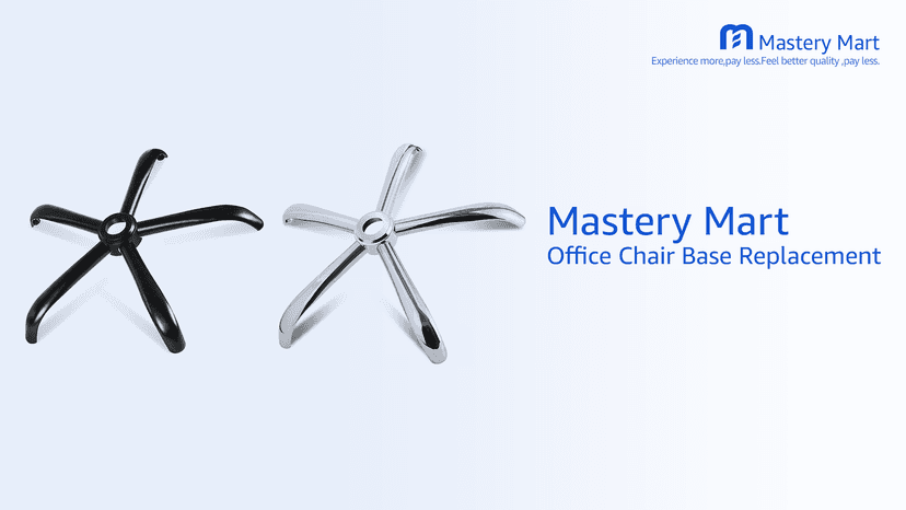 MASTERY MART Heavy Duty Office Chair Base Replacement, 2500 Lbs, 28"(70 cm), Metal Desk Chair Base Replacement Parts with Universal Gas Cylinder Hole and Casters Sockets, Matte Black