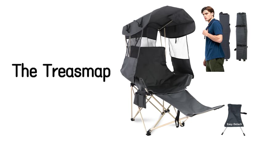 Folding Camping Chairs Canopy Outdoor: Sports Portable Beach Chair with Canopy-Lawn Beach Chairs with Umbrella for Adults-Camping Chair with Shade for Fishing Camp Heavy Duty (Casual, Grey)