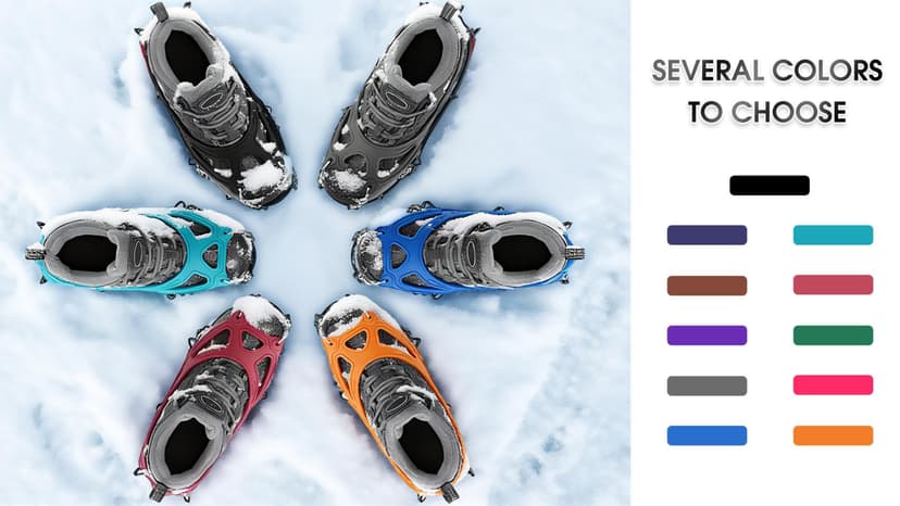 Cimkiz Crampons Ice Cleats Traction Snow Grips for Boots Shoes Women Men Anti Slip 19 Stainless Steel Spikes Safe Protect for Hiking Fishing Walking Climbing Mountaineering